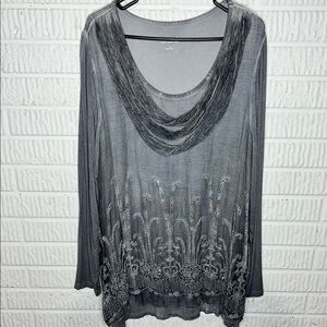 Soft Surroundings Gray Embellished Tunic Top